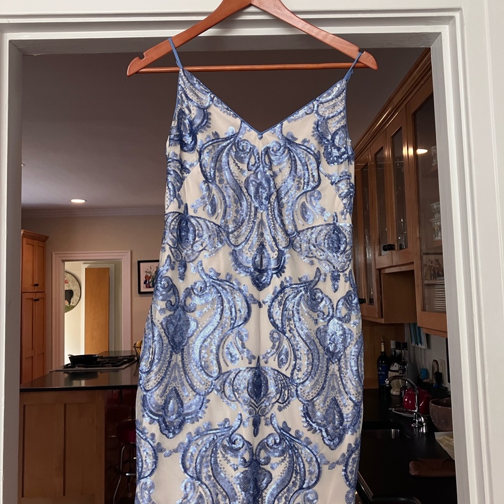 Vince Camuto Blue and Cream Dress